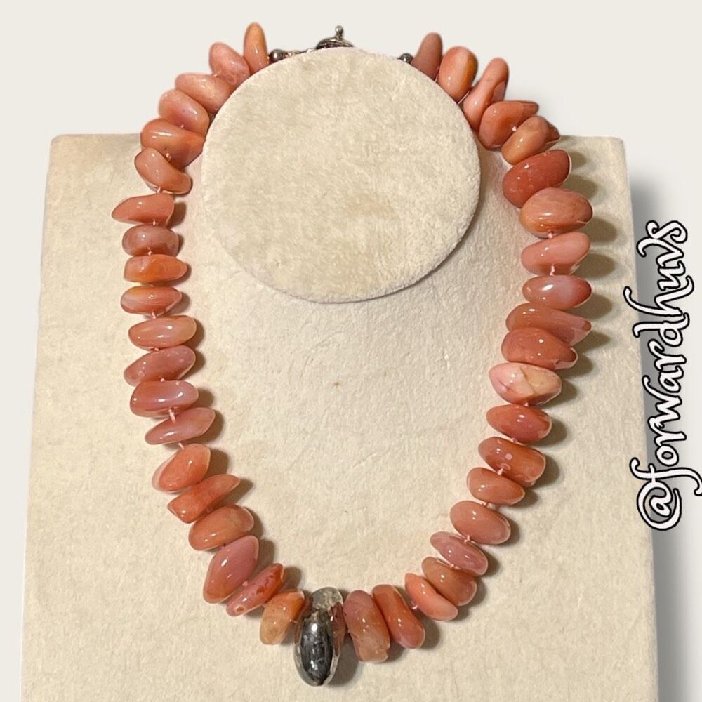 Heavy Tumbled Stone Necklace with Markings - NO Precious Metal